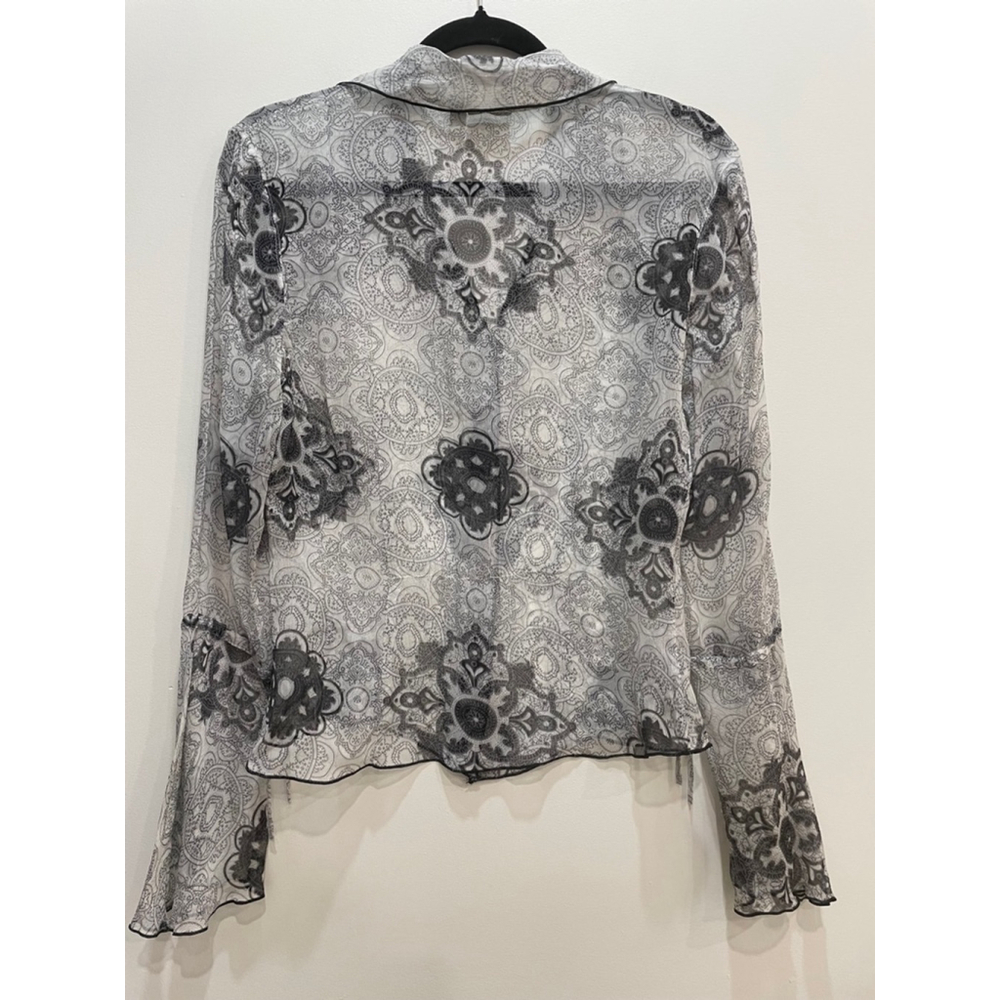 Mexx Y2K Vintage Printed Silk Blouse M / 8 Tattoo Fairy Grunge Whimsigoth Witchy - Picture 5 of 9